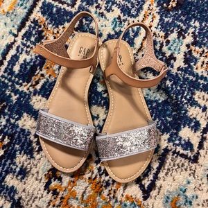 Girls Gap leather sandals with sparkle, ankle strap